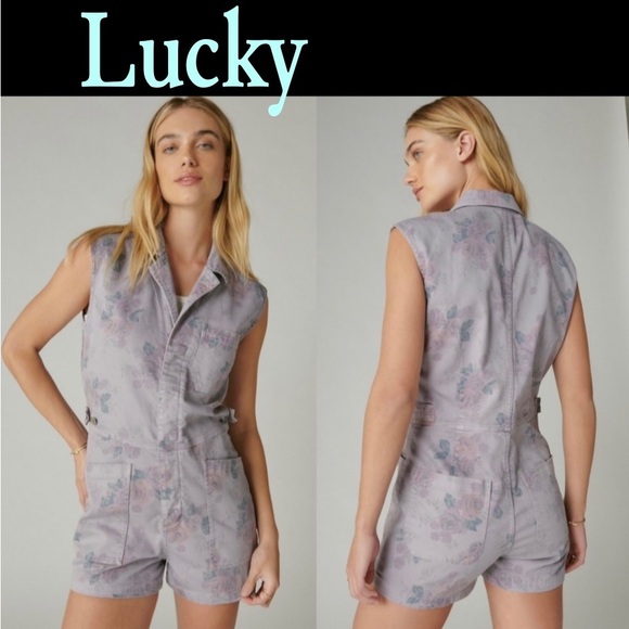 Lucky Brand Laura Ashley Printed Coverall Short Romper ✨ Size Small [runs big] - Picture 6 of 16